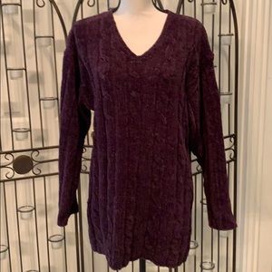 Deep plum Tunic cable knit sweater